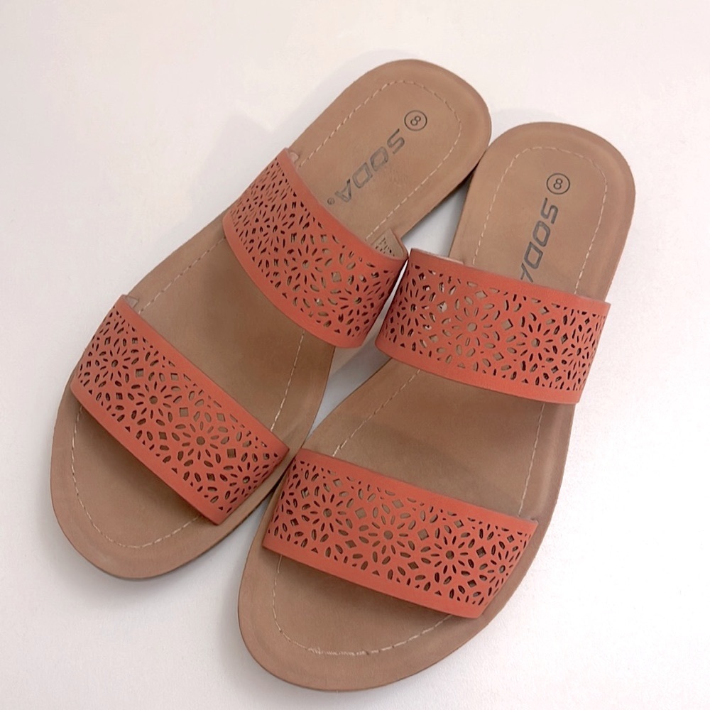 Soda Orange Double Band Slide Sandal